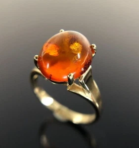 VERY NICE Vintage 14k Amber Yellow Gold Ring - Designer UTC Size 5.75 - Picture 1 of 10