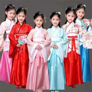 Altes chinesisches Kostüm Kinder Kind sieben Feen Hanfu Kleid Kleidung Volkstanz - Bild 1 von 28