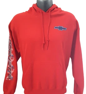 RARE Gildan Mens M Corvette Long Sleeve Red Hooded Sweatshirt Cotton Poly Blend - Picture 1 of 10