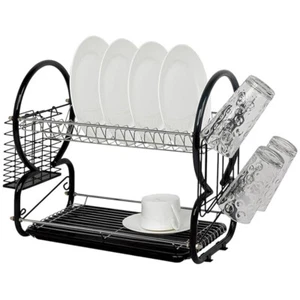 Easylife Compact 2-stufiges Geschirrspülergestell (schwarz). Robuster Stahl Geschirrtrocknen - Bild 1 von 7