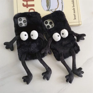 Linda funda de teléfono de piel divertida de felpa de invierno para iPhone 14 Plus 13 Pro Max 12 11 - Imagen 1 de 15