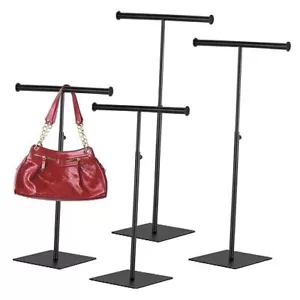 4 Pcs Tabletop Purse Display Stand T Shaped Adjustable Height Purse Rack Black - Picture 1 of 8