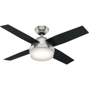 (1)-Hunter Dempsey 44" Brushed Nickel Ceiling Fan with Light Kit & Remote. 59245 - Picture 1 of 1
