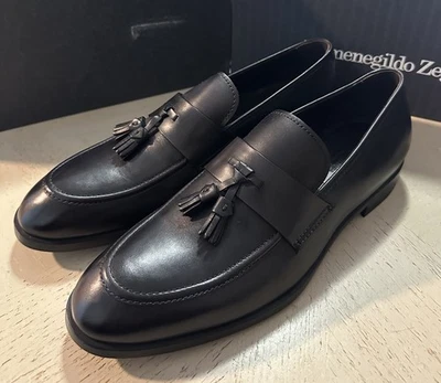 Ermenegildo Zegna Cuero Mocasines Zapatos Negro 12 US/45 EU Nuevo $950 Foto 1 de 4