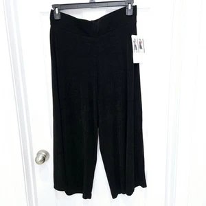 White Stag Size L (12/14) Pull On Cropped Wide Leg Gaucho Palazzo Pants Black - Picture 1 of 10