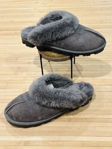 UGG Coquette Shearling Foderato Pantofole Donna 13 Grigio Scamosciato Accoglienti Calde Vendita al Dettaglio $130 - Foto 1 di 15
