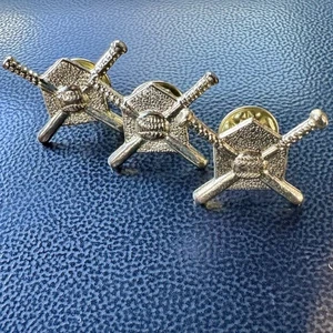 3pc Crossed Baseball Bats Ball & Home Plate Letterman Tack Pin Gold Tone Metal - Picture 1 of 9