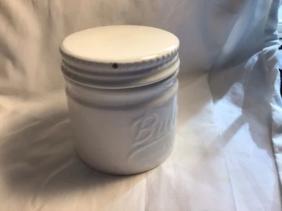 Dowan Ceramic French Butter Bell Keeper Crock Mason Jar White Embossed - Image 1 of 4