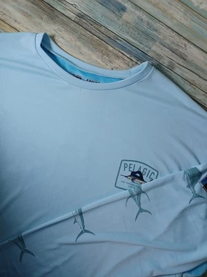 Camisa de pesca de rendimiento de manga larga Pelagic Aquatek para hombre 3XL azul nueva con etiquetas Foto 1 de 4