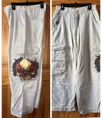 Pantalones de mezclilla de colección JNCO beige calavera 32 X 32 bolsillos desgastados para hombre Foto 1 de 4