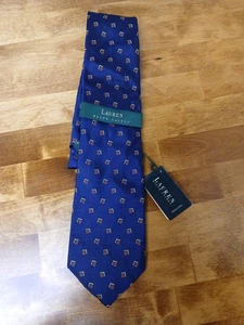 Corbata clásica en punta para hombre Lauren Ralph Lauren azul seda hecha en EE. UU. - Imagen 1 de 7
