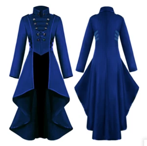 Medieval Tailcoat Women's Dress Lapel Retro Irregular Hem Coat Long Style New - Picture 1 of 10