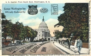US Capitol DC with Imprint George Washington Inn Advertisement Postcard - Picture 1 of 2
