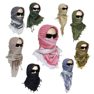 Shemagh Headscarf - 100% Cotton Facemask Camping Hiking Checkered Scarf Shawl - Picture 1 of 10