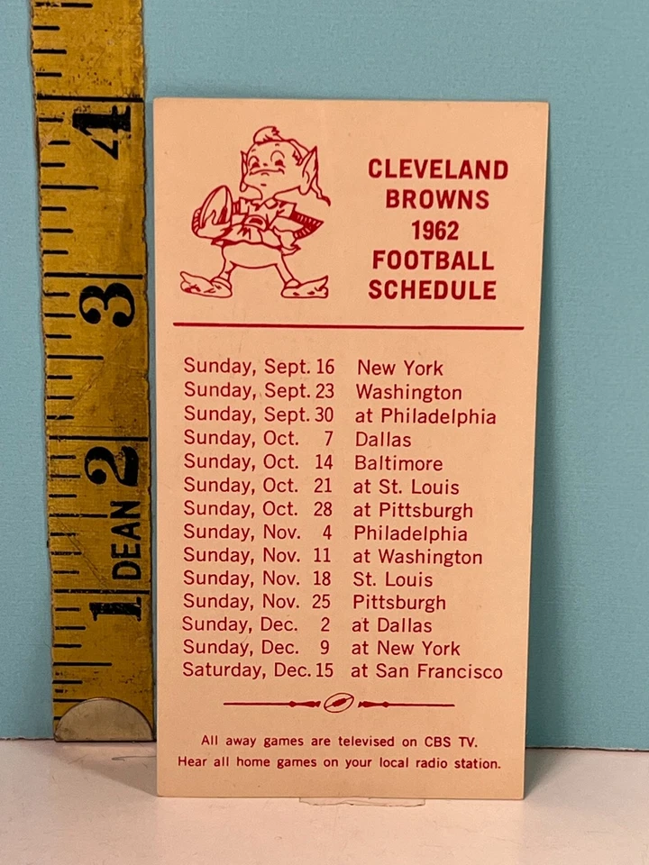 1962 Cleveland Browns Football Official Schedule Seven Seas Tailor Sailfast - Image 1 of 2