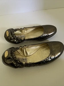 Jimmy Choo 40 - Embossed Leather Gold - Flats - Picture 1 of 4
