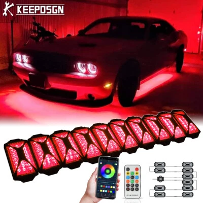 10 cápsulas RGB Underglow Rock Light APP Control remoto Persecución de música para Dodge Challenger Foto 1 de 4