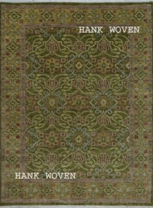 Handmade 8x10 Green/ Red-Accents Transitional Oriental Rug | Customizable Carpet - Picture 1 of 9