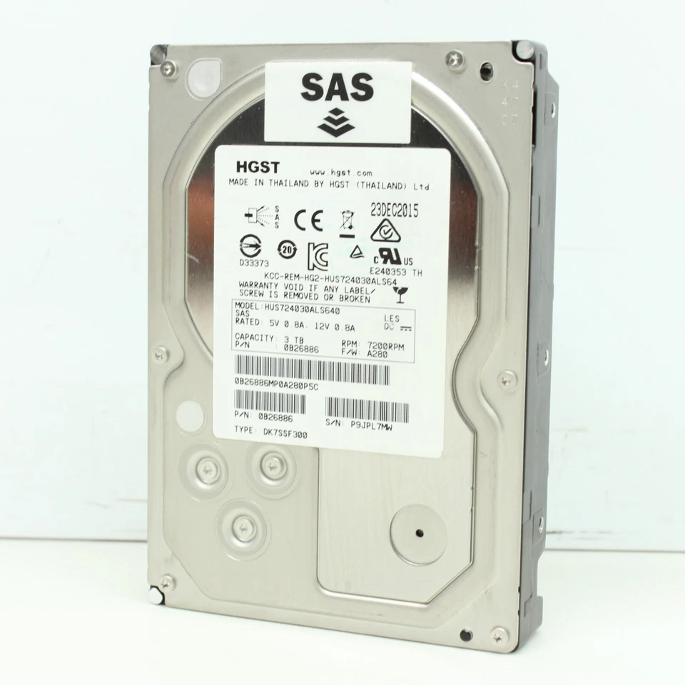 HGST UltraStar 0B26886 3TB 512E 3.5" 7200 RPM HUS724030ALS640 SAS 2 64MB - Image 1 of 4