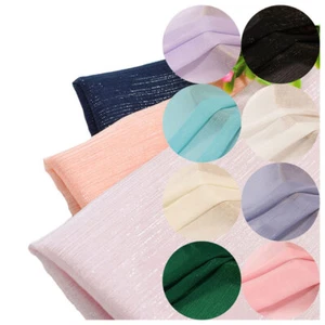Solid Color Sheer Thin Chiffon Crinkle Fabric Polyester for DIY Dress Clothes - Picture 1 of 15