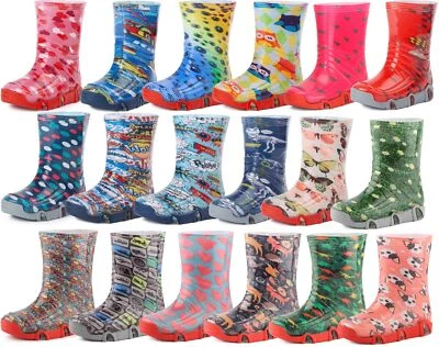 LADEHEID Gummistiefel Kinder Jungen Mädchen Rutschfeste Sohle Regenschuhe 21-36