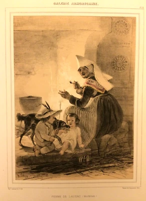 Femme de Lauzac, Morbihan, lithographie Lalaisse, Galerie Armoricaine - Photo 1/2