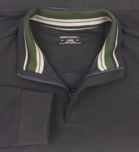 UNTUCKit Corral Herren marineblau 1/4-Reißverschluss weiche Baumwolle normale Passform Pullover Gr. Large - Bild 1 von 9