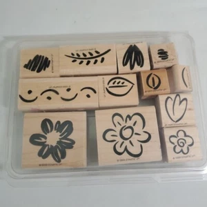 Stampin Up Two Step Stampin 1999 Fanciful Flowers Rubber Stamp Set Of 12 - Picture 1 of 2