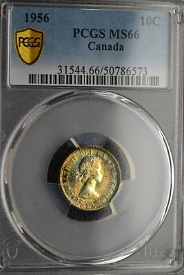 1956 Ten Cents 10¢ PCGS MS-66 - Superb Rainbow Tones - Image 1 of 4