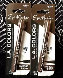2pk LA COLORS EYE MARKER BROWN CBLE914 SLIM FELT-TIP PRECISE NO-SMUDGE EYELINER - Picture 1 of 5