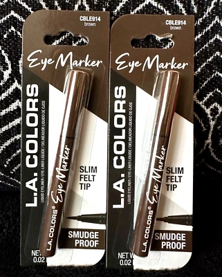 2pk LA COLORS EYE MARKER BROWN CBLE914 SLIM FELT-TIP PRECISE NO-SMUDGE EYELINER - Image 1 of 4