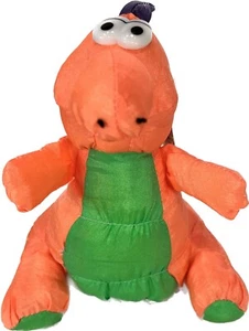 Fiesta Toys Nylon Dinosauro Drago 6" Peluche 1989 Neon Arancione Verde Peluche - Foto 1 di 11