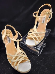 Vintage 70er Jahre Gasuccio & Scalera italienische Leder Riemchen Heels elfenbein 39,5 8,5 M - Bild 1 von 8