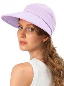 Women's Wide Brim Sun Visor Hat UV Protection Packable Summer Beach Hat - Picture 1 of 5