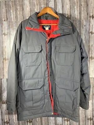 Abrigo de Granero Woolrich Para Hombre Talla Mediana Hecho en EE. UU. Gris Rojo De Colección Con Capucha Foto 1 de 4