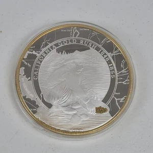 American Gold Rush California 24k Gold Accentted Silver Plated Coin Jumbo 4" - Bild 1 von 10