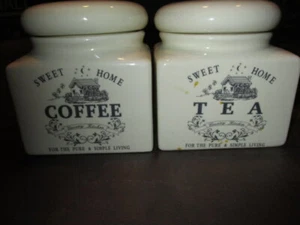 BB: AWESOME VINTAGE ALL WHITE 2 MATCHING COFFEE & TEA DECANTERS - Picture 1 of 5