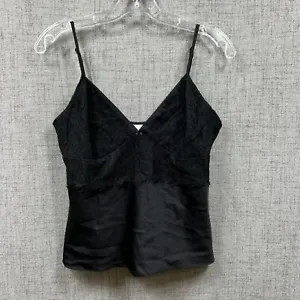 NWT Gilligan & O'Malley Lingerie Top Medium Black Cami Lace Overlay Thin Strap - Picture 1 of 11