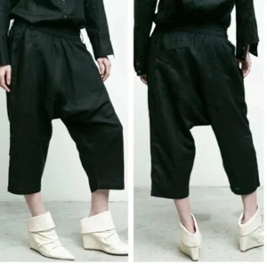 Nicholas K Linen Harem Short Pants Pockets Black Size XS Weekend Short Linen - Picture 1 of 14