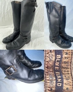 VTG 30s MENS 8.5 BLUE BAND MONTGOMERY WARD TALL MOTORCYCLE ENGINEER BOOTS - Picture 1 of 19