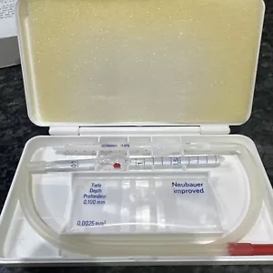 Neubauer emocitometro camera di conteggio del sangue. Emacitometro. Autentico tedesco - Foto 1 di 3