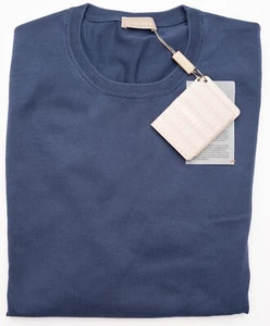 NWT CRUCIANI Solid Faded Blue Cotton Lightweight Crewneck Sweater 2XL (EU 56) - Picture 1 of 6