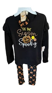 Btween Halloween Outfit NEW Girls Size 8 Sequin Pumpkin Top,Leggings & Hair Tie - Picture 1 of 13
