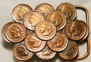 Hebilla de cinturón The Great American hecha de centavos de cabeza de indio 2210-261 - Imagen 1 de 4