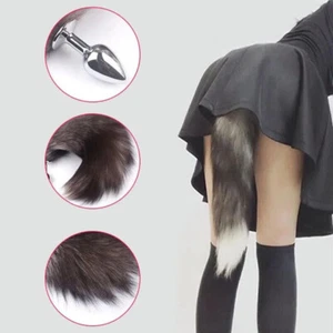 Couple Funny Romance Cosplay False Fox Tail With Smooth Metal Plug Toy Games - Picture 1 of 36