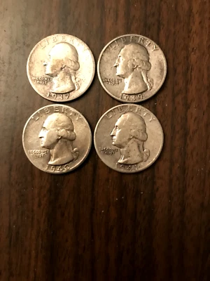 Junk Silver 90%-$1 Face Value, 4-Quarters. Actual coins in photo's. - Image 1 of 2