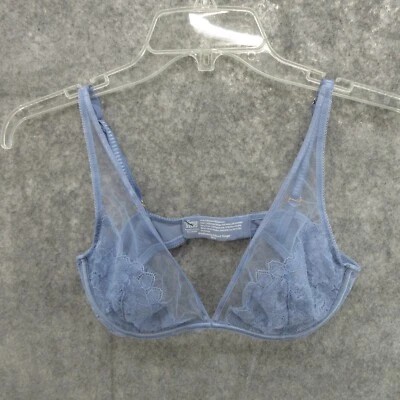 Soma Bra 32DD Breathtaking Unlined Plunge Floral Blue Sheer New - Image 1 of 4