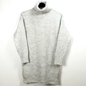 New Look - NEW - Pale Grey Knit Roll Neck Long Sleeve Mini Dress - Small - Picture 1 of 4