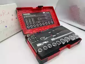 VESSEL Tools Wood-Combo Socket Wrench Set 1/4sq 3/8sq 36pcs HRW2303M-W Japan - Picture 1 of 6