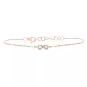 Diamant Unendlichkeits-Amulett Armband 14K Rose Rosa Gold Natürlich Verstellbar - Bild 1 von 5